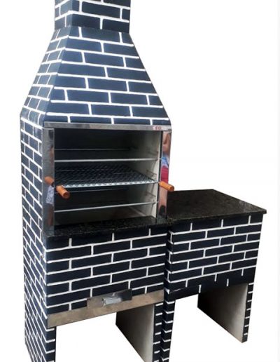 Dinho Churrasqueiras cor cinza e branco com balcão2